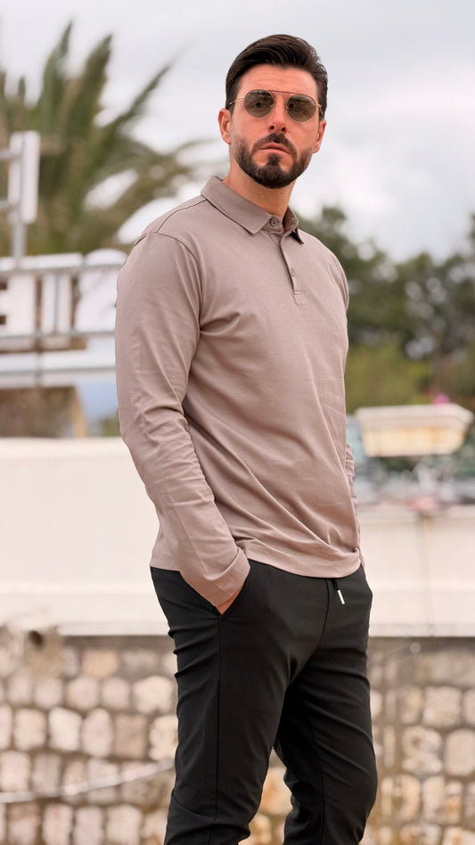 POLO • LONGSLEEVE • TAUPE