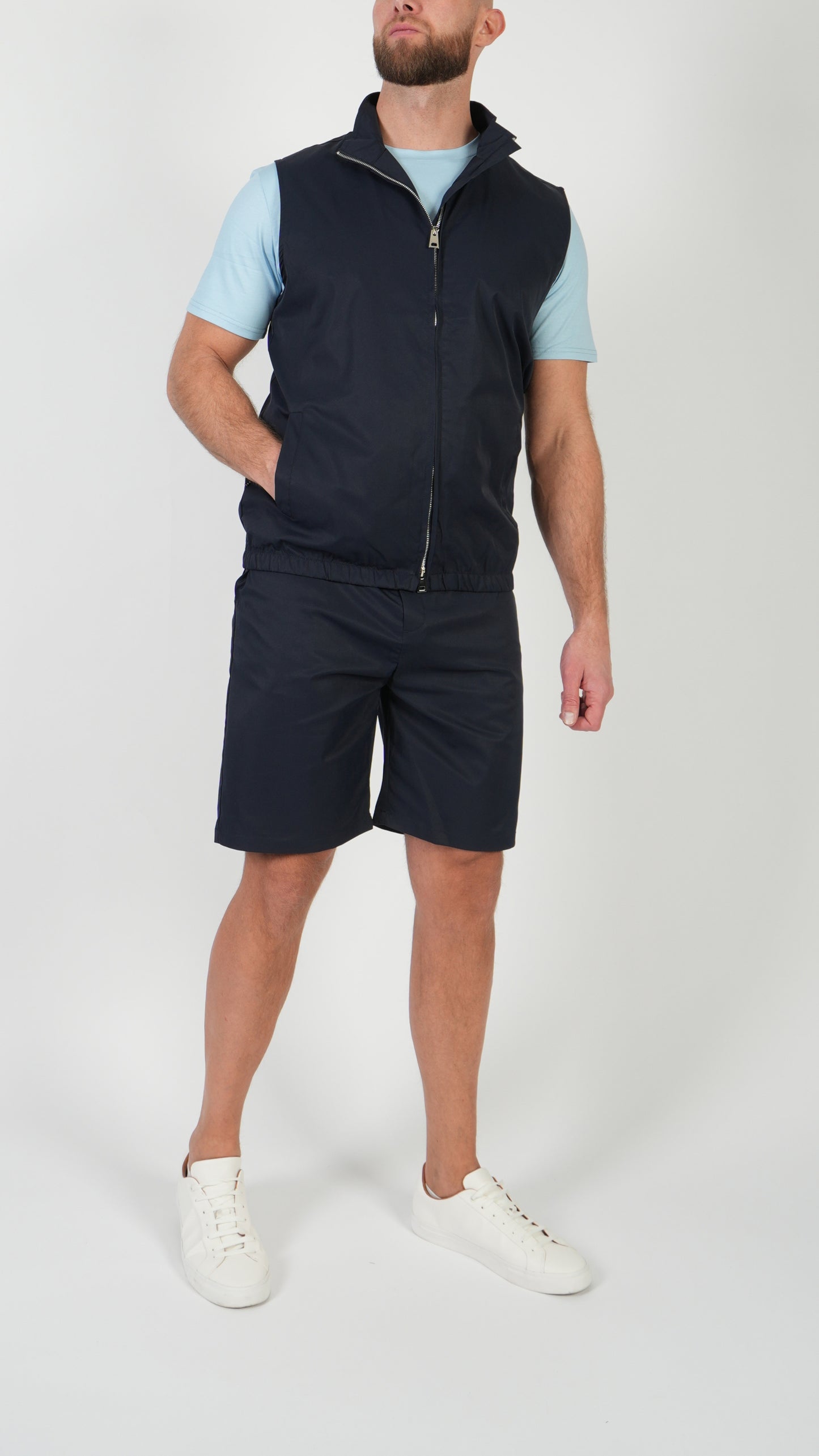 ENSEMBLE D'ÉTÉ • GILET + SHORT • BLEU