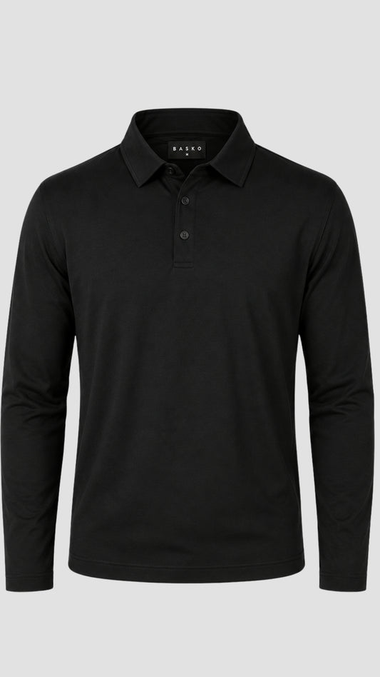 POLO • MANGA LARGA • NEGRO