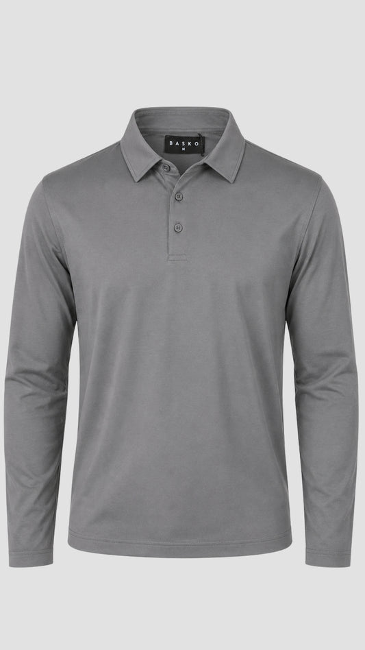 POLO • MANGA LARGA • GRIS