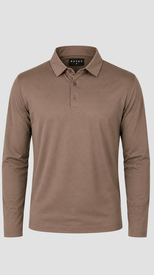 POLO • MANGA LARGA • GRIS PARDO
