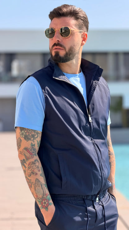 ENSEMBLE D'ÉTÉ • GILET + SHORT • BLEU