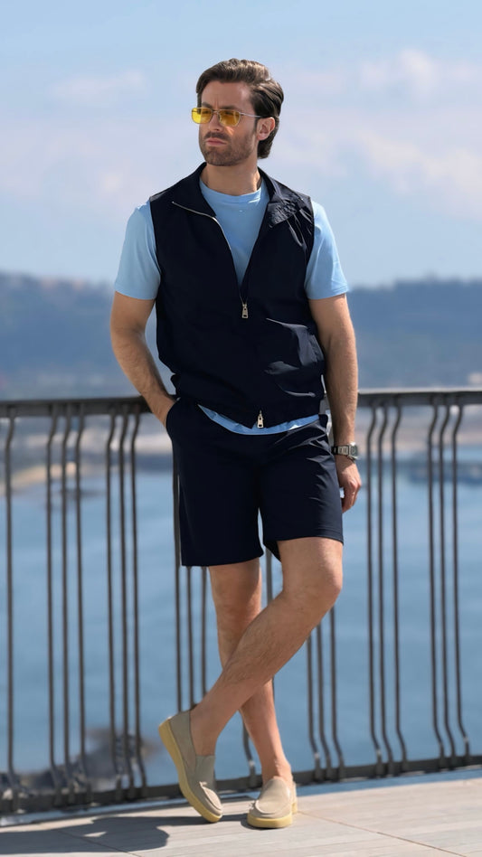 CONJUNTO VERANO • CHALECO + SHORTS • AZUL