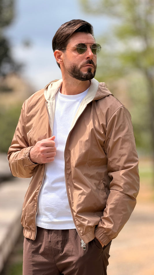 HOODED JACKET • TAUPE